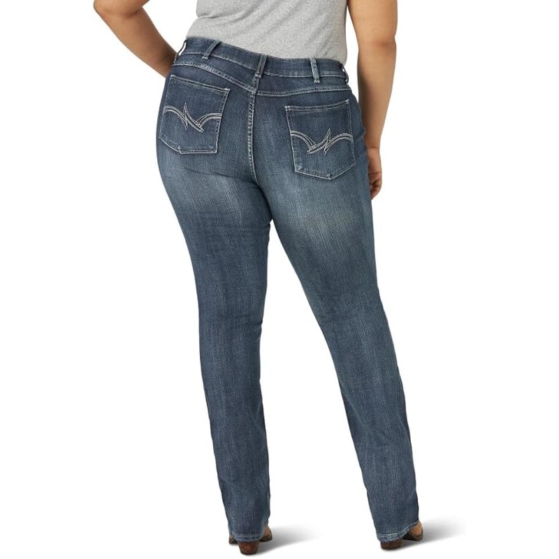 Wrangler Women's Western Plus Size Mid Rise Stretch Straight Leg Jean